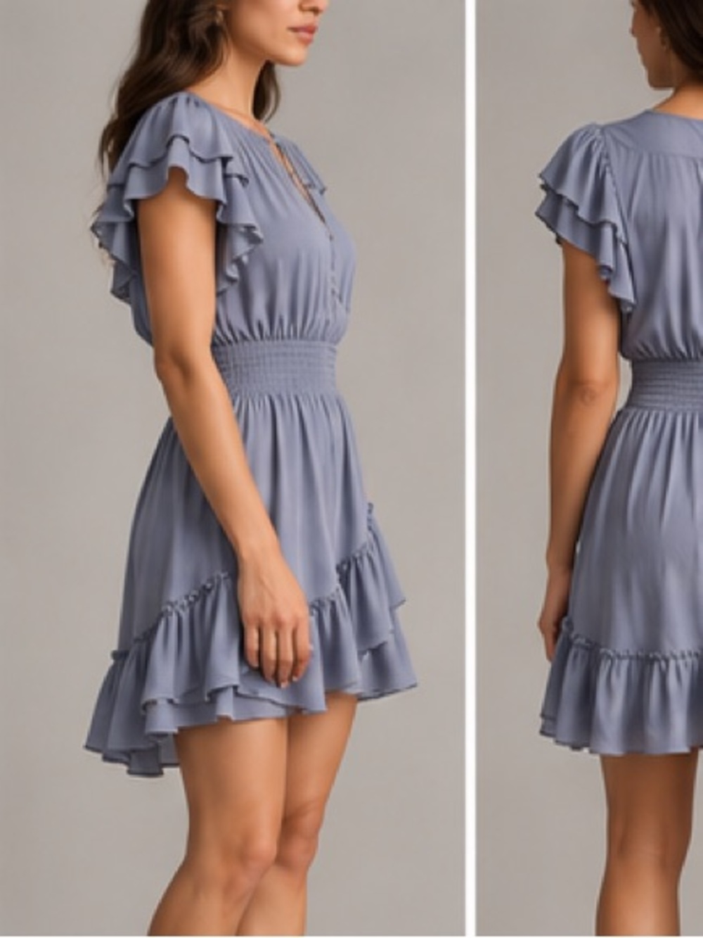 Banana Republic Blue Ruffle Sleeve Midi Dress Size 6 Like New
